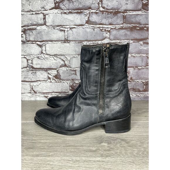Alberto Fermani Black Leather Double Sided Zipper Heel Boots Women Sz 36.5EU/6M - Picture 2 of 16